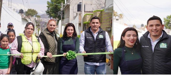 En Temamatla    El alcalde Pepe Gómez entrega pavimentación, nuevo alumbrado público y cambio de imagen urbana.