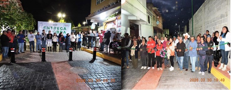 En Tenango del Aire, La Alcaldesa inaugura dos importantes obras de pavimentación con servicios integrales.