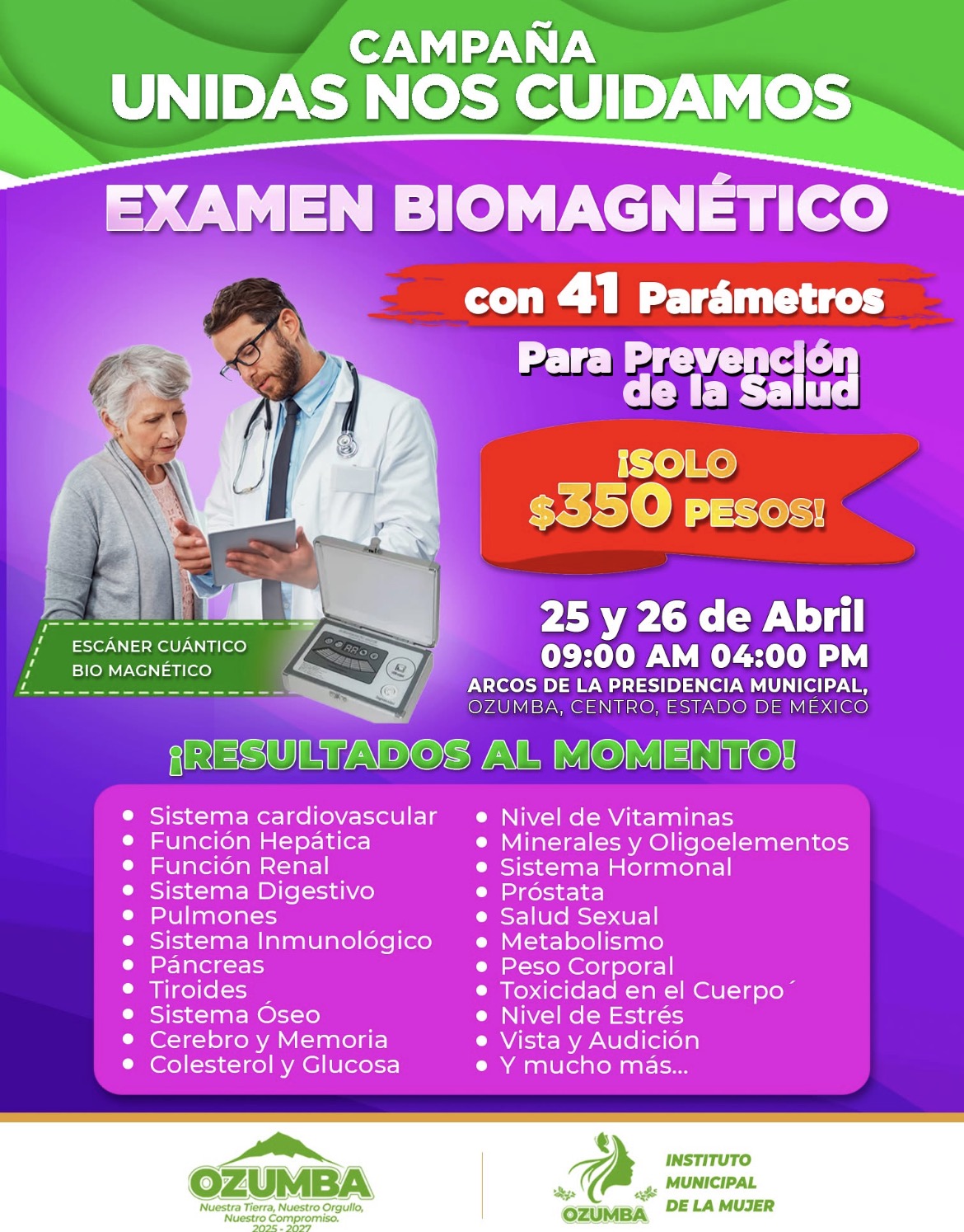 En Ozumba, El Gobierno Municipal Impulsa el Bienestar con pruebas Biomagnéticas a bajo costo.